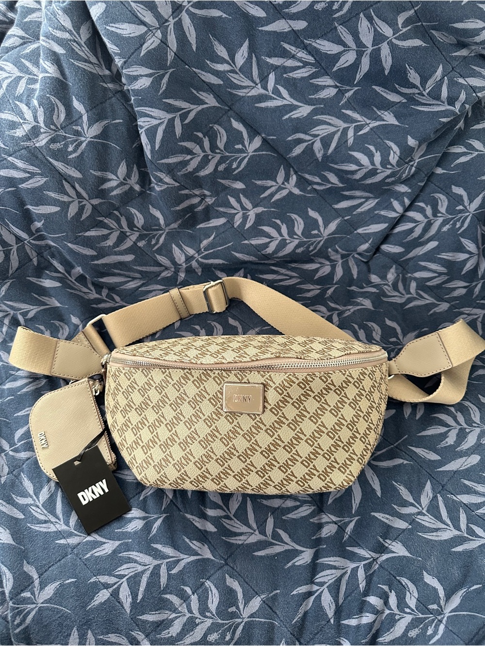 NWT: DKNY Beige Logo Monogram Belt Bag